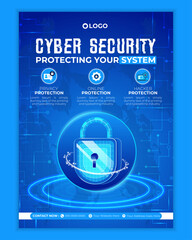 Cyber security modern banner or flyer template, Cybersecurity Information safety leaflet design or flyer	