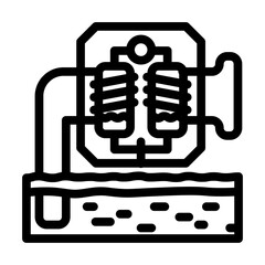 heat recovery geothermal energy line icon vector. heat recovery geothermal energy sign. isolated contour symbol black illustration