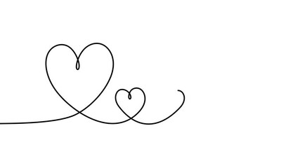 Wall Mural - Continuous drawing line art of love symbol with black line and white background. One line