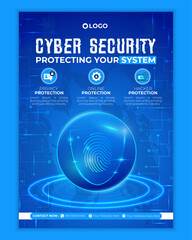 Cyber security modern banner or flyer template, Cybersecurity Information safety leaflet design or flyer	