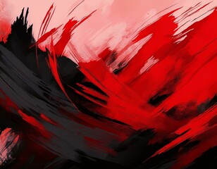 Wall Mural - Red black watercolor background, brush stroke