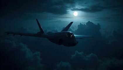 Wall Mural - A stealth aircraft soaring through the night sky, silhouetted against a backdrop of twinkling stars. Its sleek design emphasizes advanced technology and silent operation, creating an aura of mystery.
