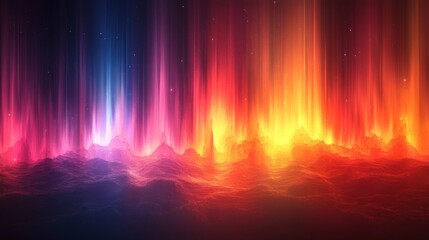 Canvas Print - Abstract Landscape with Vibrant Aurora Lights