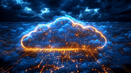 Canvas Print - Digital Cloud in Virtual Network