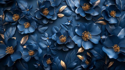 Sticker - Elegant Blue Floral Art