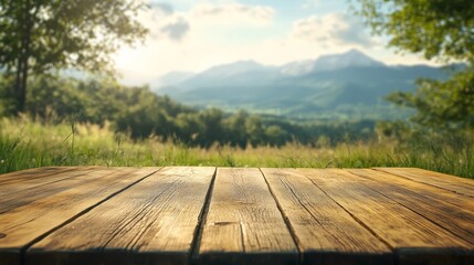 Wall Mural - Rustic Wooden Table in Nature