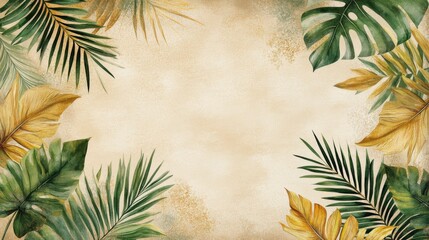 Poster - Tropical Leaves Border Background