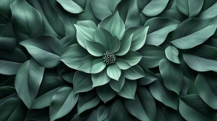 Wall Mural - Elegant Green Abstract Floral Background