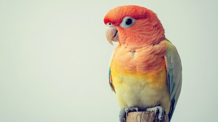 Colorful parrot perched gracefully on a wooden branch