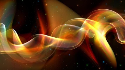 Wall Mural - Abstract glowing waves and a scattering of stars in the deep space background.