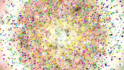 Wall Mural - Colorful confetti falling in a swirl pattern on a pink and yellow background.