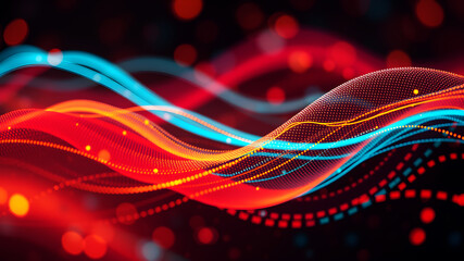 Wall Mural - abstract tech wave fluid, colorful waves representing digital signals
