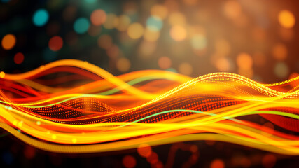 Wall Mural - abstract tech wave fluid, colorful waves representing digital signals