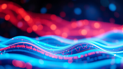 Wall Mural - abstract tech wave fluid, colorful waves representing digital signals