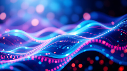 Wall Mural - abstract tech wave fluid, colorful waves representing digital signals