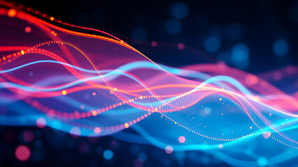 Wall Mural - abstract tech wave fluid, colorful waves representing digital signals