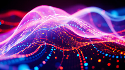 Wall Mural - abstract tech wave fluid, colorful waves representing digital signals