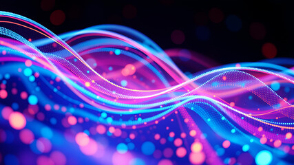 Wall Mural - abstract tech wave fluid, colorful waves representing digital signals