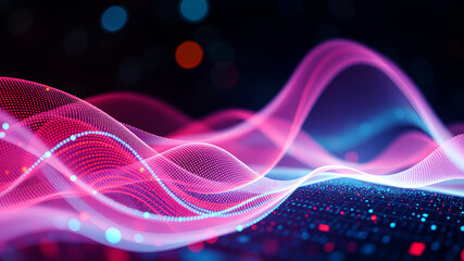 Wall Mural - abstract tech wave fluid, colorful waves representing digital signals