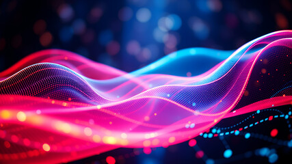 Wall Mural - abstract tech wave fluid, colorful waves representing digital signals