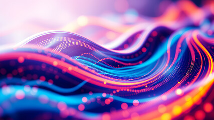 Wall Mural - abstract tech wave fluid, colorful waves representing digital signals