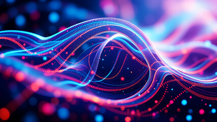 Wall Mural - abstract tech wave fluid, colorful waves representing digital signals