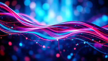 Wall Mural - abstract tech wave fluid, colorful waves representing digital signals
