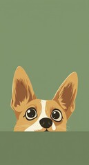 Poster -   Dog's face emerging from paper on green background