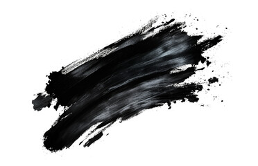 Wall Mural - black paint strokes paint, roller, spatula, splash, brush stain grunge isolated on transparent or wh