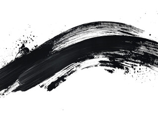 Wall Mural - black paint strokes paint, roller, spatula, splash, brush stain grunge isolated on transparent or wh