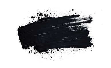 Wall Mural - black paint strokes paint, roller, spatula, splash, brush stain grunge isolated on transparent or wh
