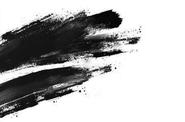 Wall Mural - black paint strokes paint, roller, spatula, splash, brush stain grunge isolated on transparent or wh