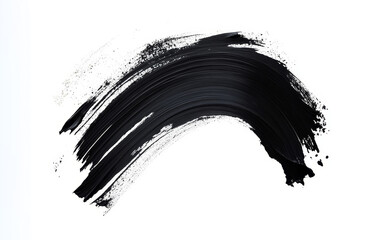 Wall Mural - black paint strokes paint, roller, spatula, splash, brush stain grunge isolated on transparent or wh
