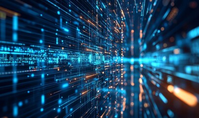 Blue Digital cyberspace and digital data network connections concept