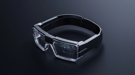 Futuristic Black Smart Glasses On Black Background