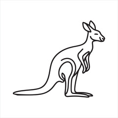 Sticker - single one line Kangaroo silhouette on white background
