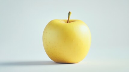 Ripe yellow apple isolated on white background. Fresh sweet fruit, natural organic healthy food