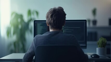 Aufkleber - Software developer working late in a dimly lit office, coding on a computer screen with intense focus and determination
