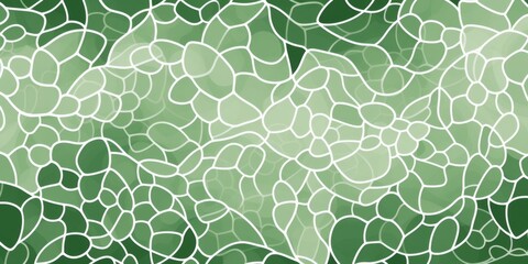 Elegant pattern of green and white doodles featuring an intricate network of wavy swirl lines 