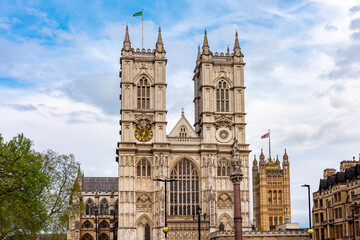 Wall Mural - Westminster Abbey and Victoria tower of UK Parliament in London