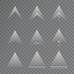 Leinwandbilder - Shiny bright arrows and light signs. Set of light arrows on a transparent background.