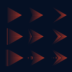 Leinwandbilder - Red bright arrows and light signs. Set of light arrows. Vector