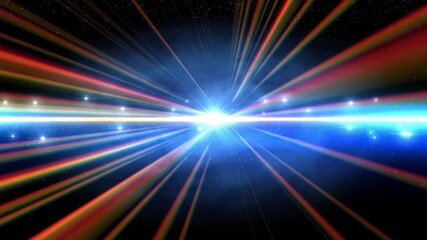 Wall Mural - Bright light streaks across a dark blue starry sky, creating a dramatic and ethereal effect.