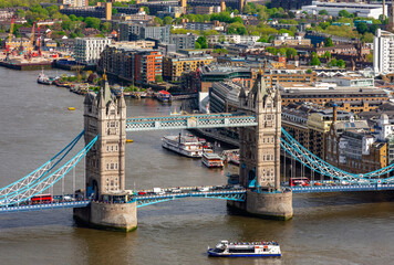 Wall Mural - Aerial view of Tower bridge over Thames river, London, UK