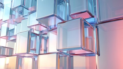 Abstract background of glass blocks in pastel warm shades close up