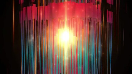 Wall Mural - Abstract background with colorful glowing lines and a bright light in the center.