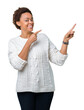 © Krakenimages.com - Beautiful young african american woman wearing sweater over isolated background smiling and looking at the camera pointing with two hands and fingers to the side.