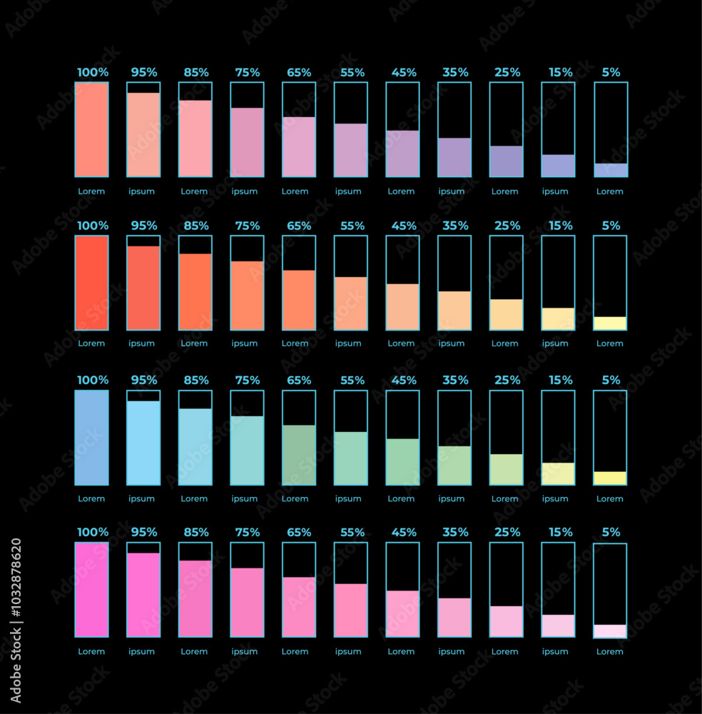 Big set of column with different pastel color. Chart, column graph ...