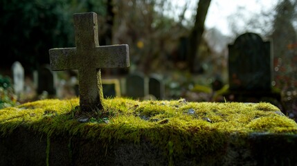 old cross in the moss