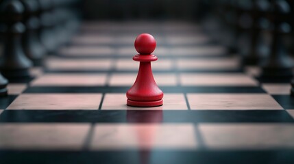 red chess pawn on chessboard